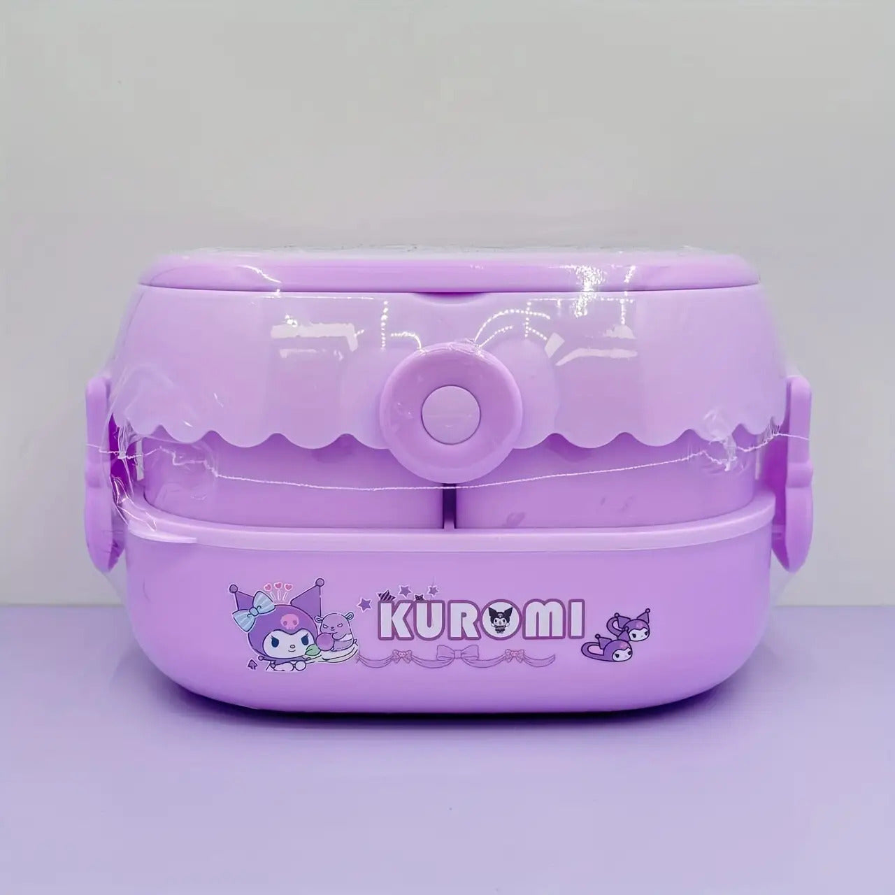Sanrio Kuromi Bento Lunch Box with Cutlery – Large Capacity, Cute Anime 2-Tier, Portable for School, Office, Gift for Collectors