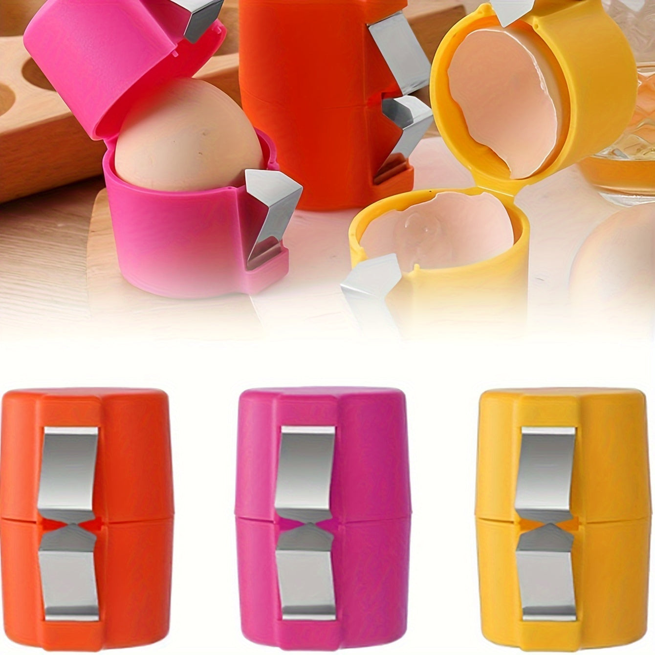 3PCS Egg Shell Opener – Handheld Egg Cracker, Cutter & Separator for Cooking or Camping