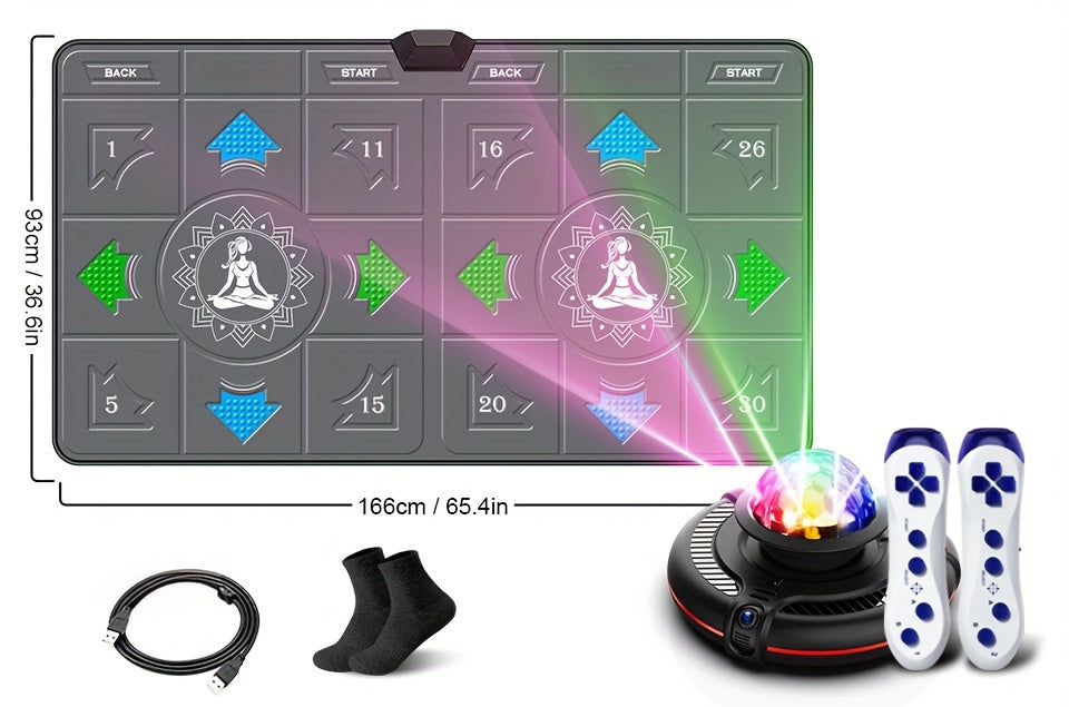 Double Dance Mat USB Step Pad for Kids & Adults w/ Camera Tracking, TV Fitness Game