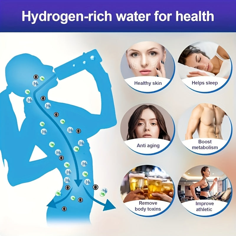 Hydrogen Water Bottle Portable SPE PEM Generator, Quick Electrolysis, Rechargeable 420ml