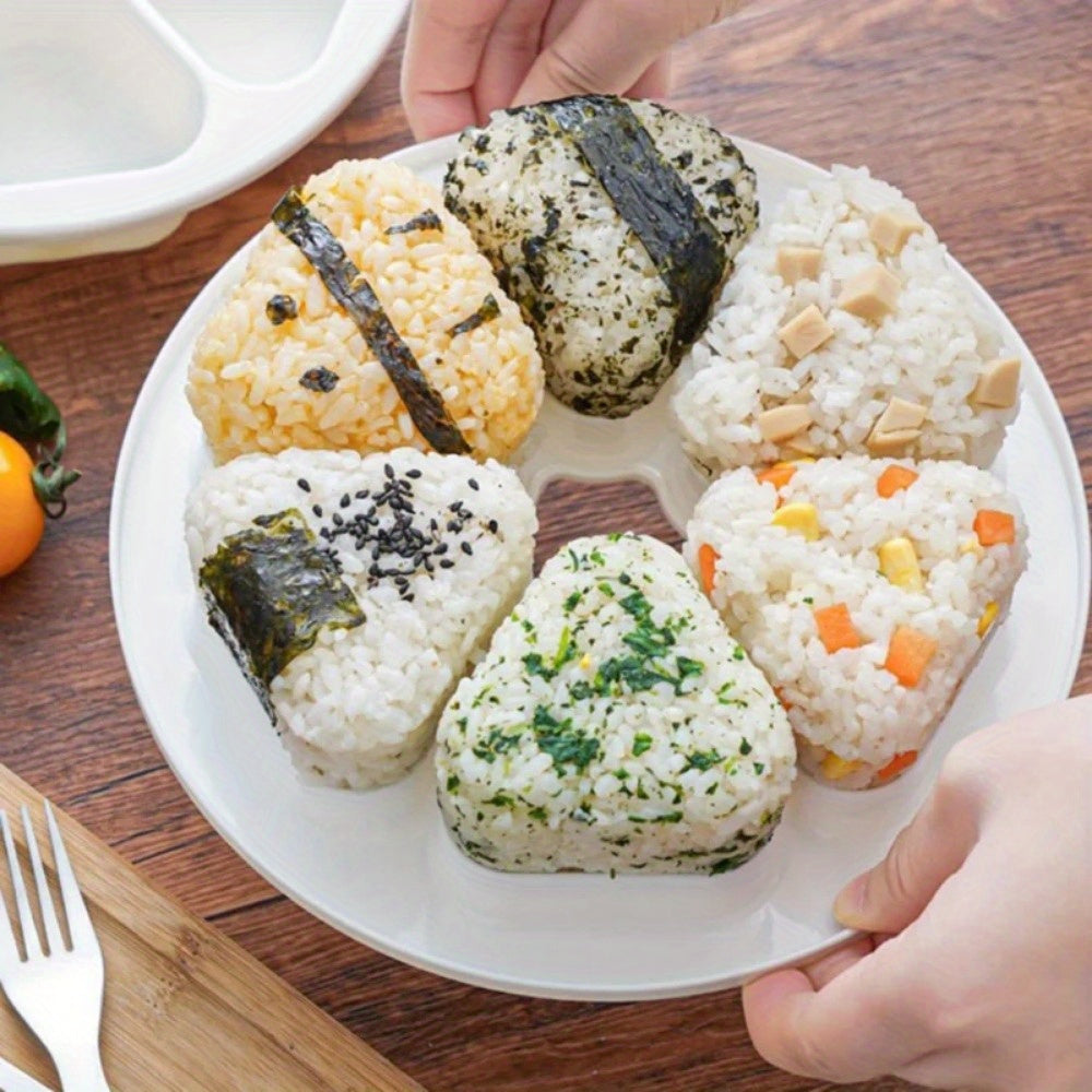 6-Grid Nonstick Japanese Onigiri Rice Ball Maker – DIY Triangle Sushi Mold for Bento
