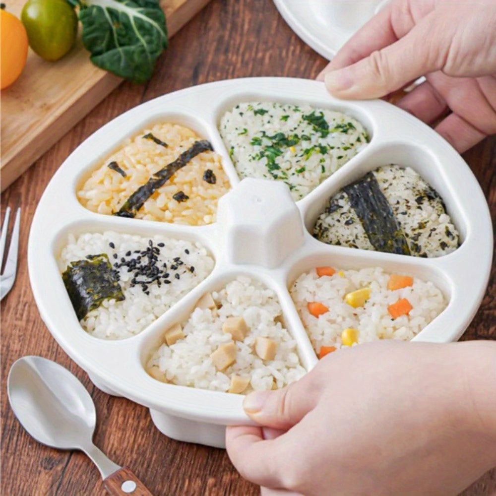 6-Grid Nonstick Japanese Onigiri Rice Ball Maker – DIY Triangle Sushi Mold for Bento