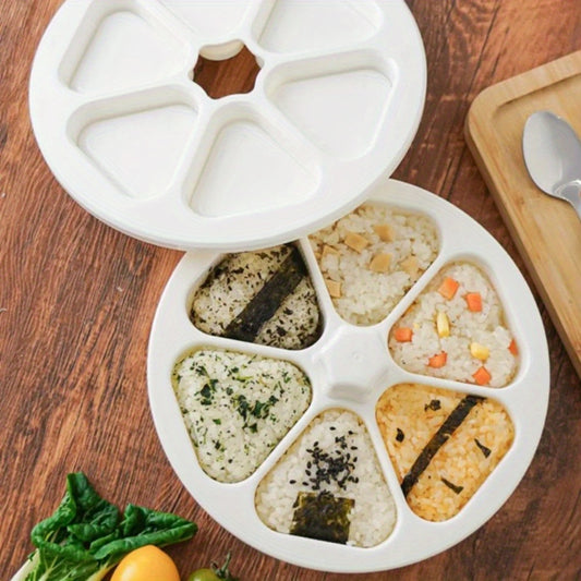 6-Grid Nonstick Japanese Onigiri Rice Ball Maker – DIY Triangle Sushi Mold for Bento