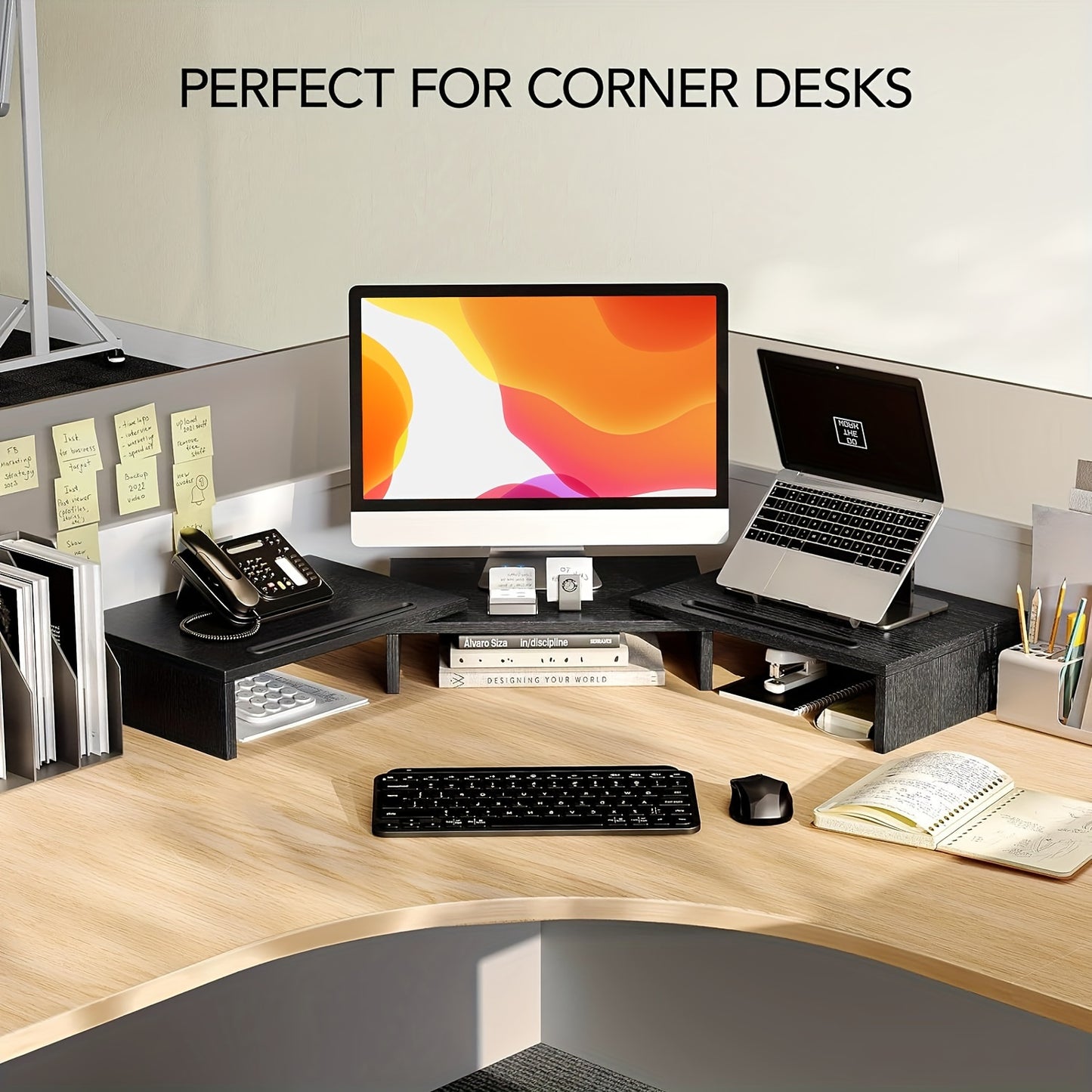 Dual Monitor Stand – Adjustable Length & Angle, 2 Slots, Dreamsmith Riser