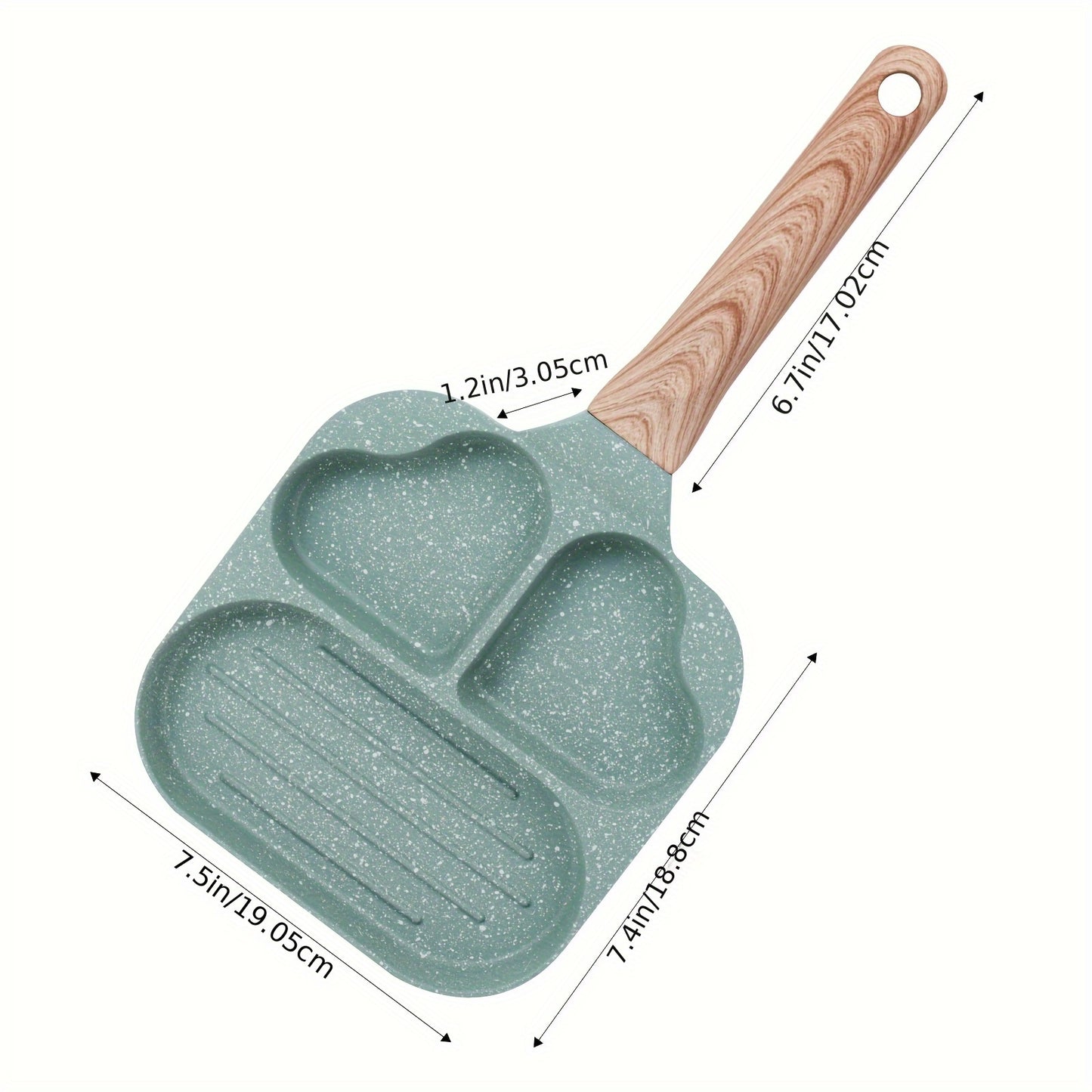 3-in-1 Divided Grill Pan Non-Stick Aluminum with Heat-Resistant Handle for Gas Stove
