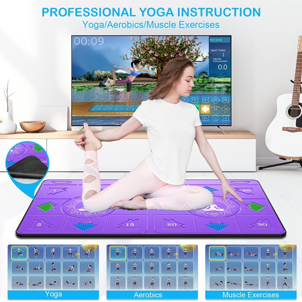 Double Dance Mat USB Step Pad for Kids & Adults w/ Camera Tracking, TV Fitness Game