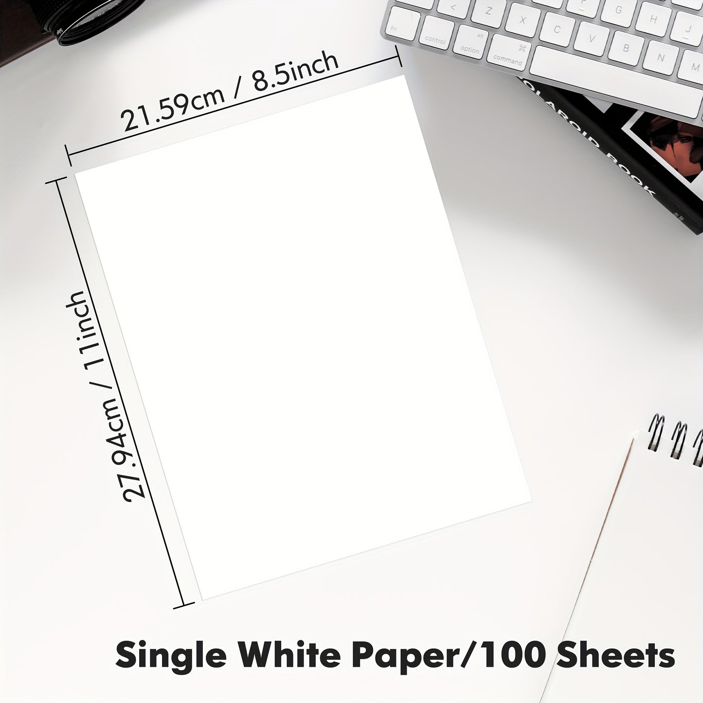D810 Thermal Printer Paper 8.5x11" US Letter, 100/200 Sheets, White, Phomemo Compatible