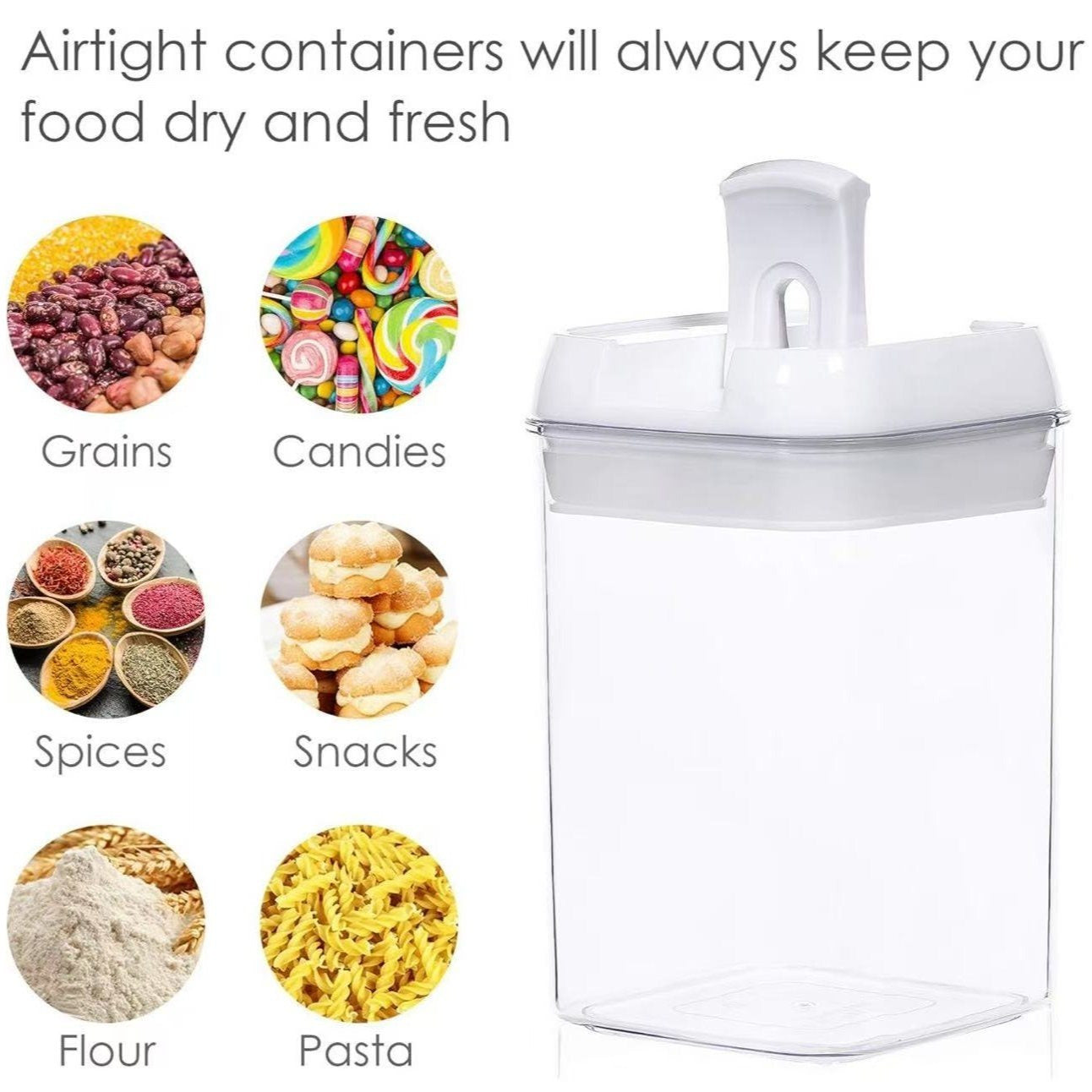 Airtight Food Storage Container Set – 7-Piece Clear Plastic Kitchen Canisters
