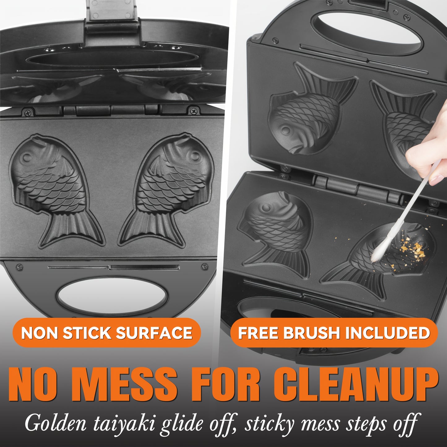 Electric Taiyaki Fish Waffle Maker Non-Stick Korean Bungeoppang Pan with Recipe