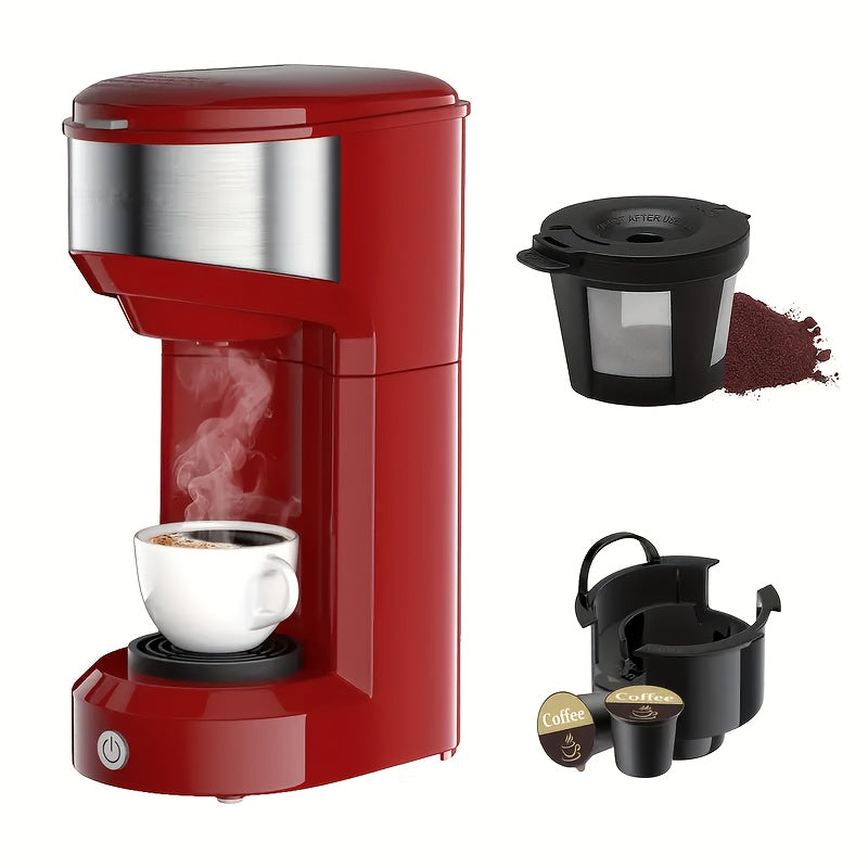 Single-Serve Coffee Maker – For K-Cup & Ground Coffee, Built-in Water Tank, Compact Brewer