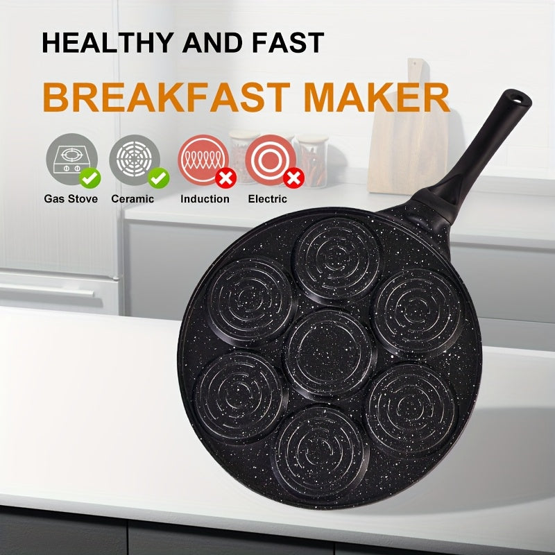 7-Hole Nonstick Pancake & Crepe Pan – Detachable Handle, Gas Stove & Oven Safe