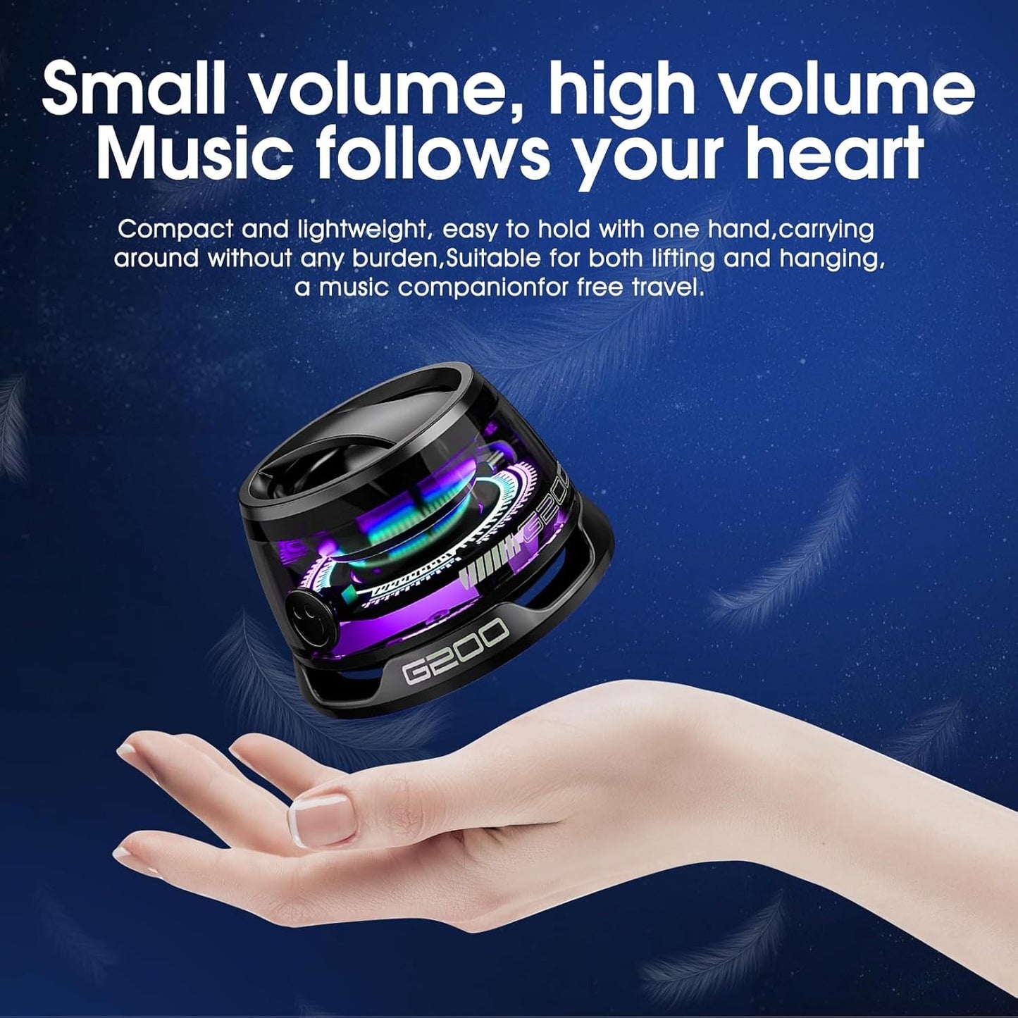 Portable Magnetic Mini Bluetooth Speaker RGB Lights, Phone Stand, Dual Bass, USB-C