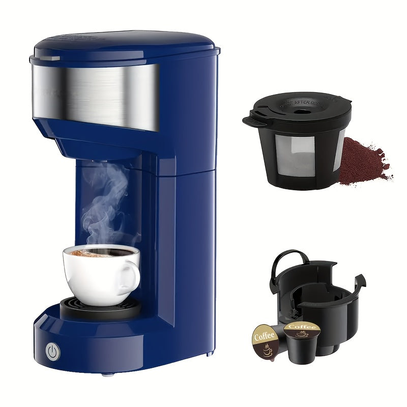 Single-Serve Coffee Maker – For K-Cup & Ground Coffee, Built-in Water Tank, Compact Brewer