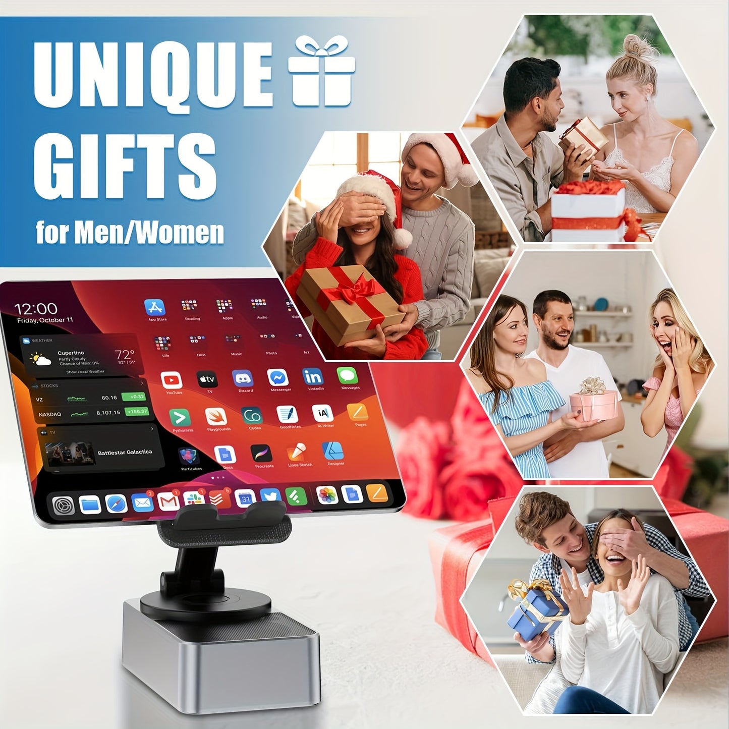 Portable 5-in-1 Wireless Speaker with Phone Holder, 1500mAh, Stereo Sound, Adjustable USB Desktop Stand
