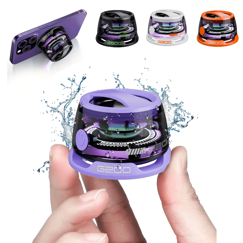 Portable Magnetic Mini Bluetooth Speaker RGB Lights, Phone Stand, Dual Bass, USB-C
