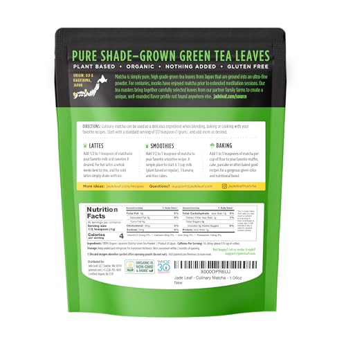 Jade Leaf Organic Matcha – Premium Culinary Grade Japanese Green Tea, 1.06oz