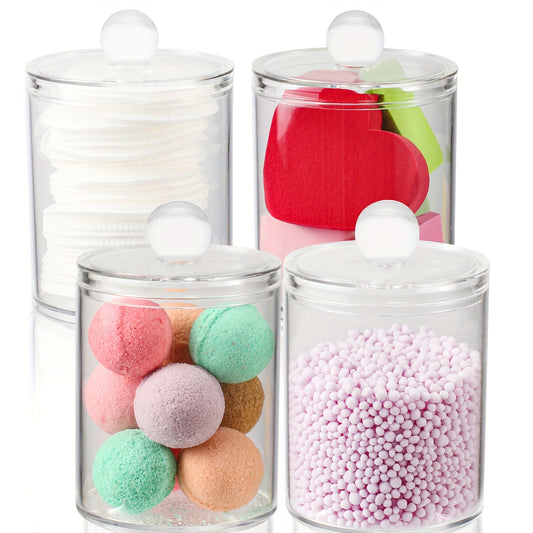 Reusable Plastic Storage Box Set (4 Pack) – Transparent, BPA Free, Bathroom Organizer with Lids