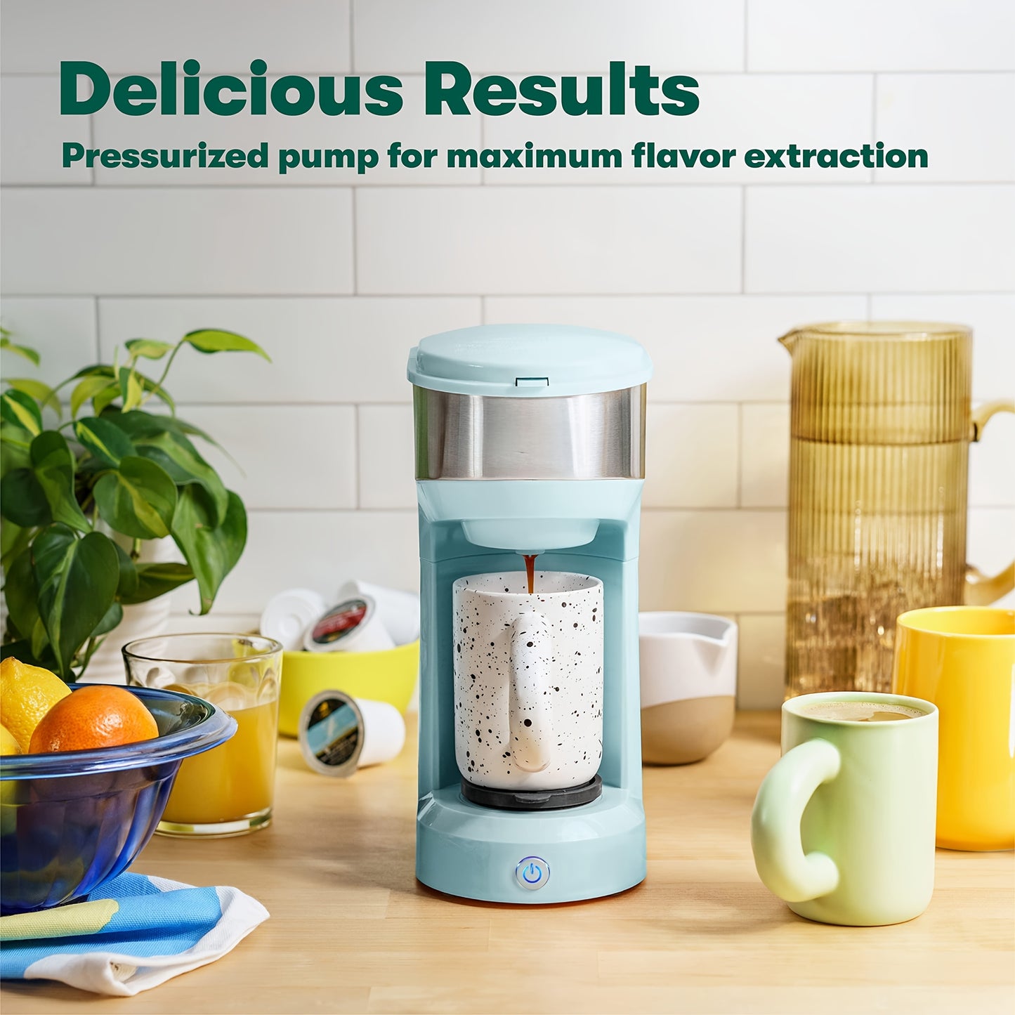 Single-Serve Coffee Maker – For K-Cup & Ground Coffee, Built-in Water Tank, Compact Brewer