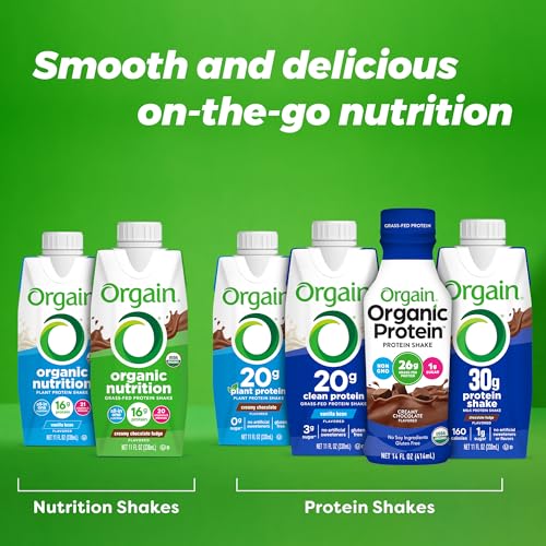 Orgain Clean Protein Shake 20g – Grass-Fed Whey, Creamy Chocolate Fudge, 11oz, 12-Pack