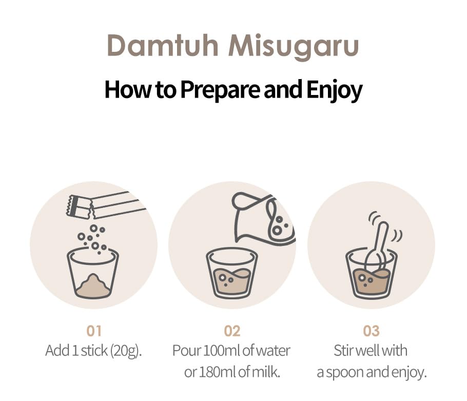 Damtuh Korean Misugaru – Healthy Black Grain Drink, 40 Sticks (20g Each)