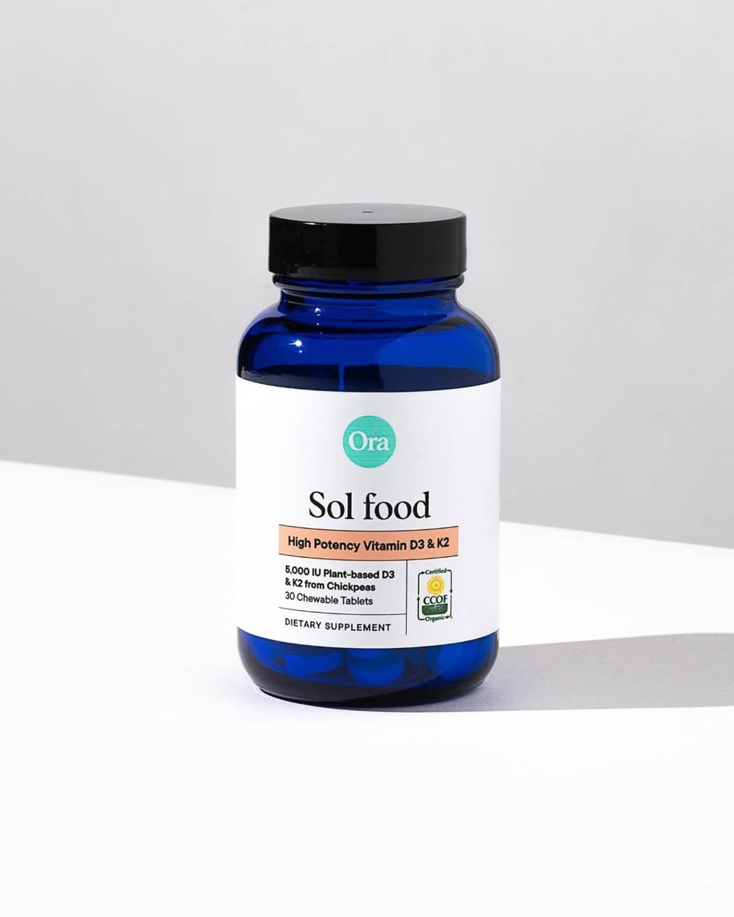 Ora Organic Vitamin D3 + K2 – Vegan Chewables for Bone & Immune Support (30 Tablets)