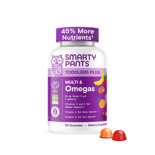 SmartyPants Toddler Multivitamin – Omega-3 + Essential Nutrients Gummies (60 ct)