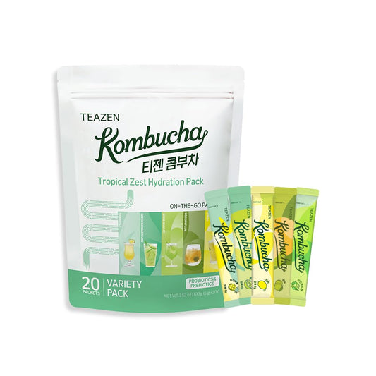 TEAZEN Kombucha Variety Pack – 5 Fruity Flavors (20 Sticks)