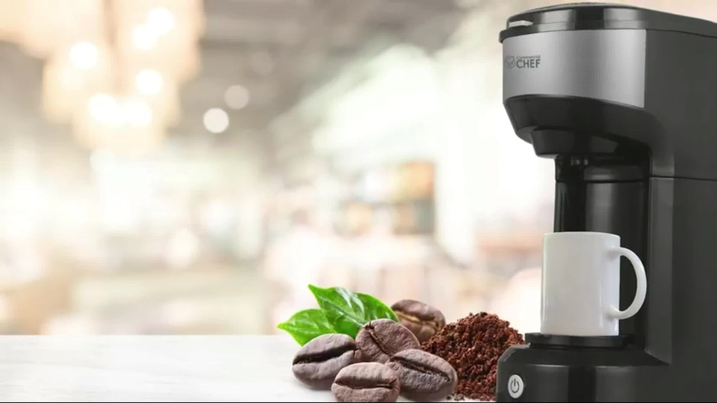 Single-Serve Coffee Maker – For K-Cup & Ground Coffee, Built-in Water Tank, Compact Brewer