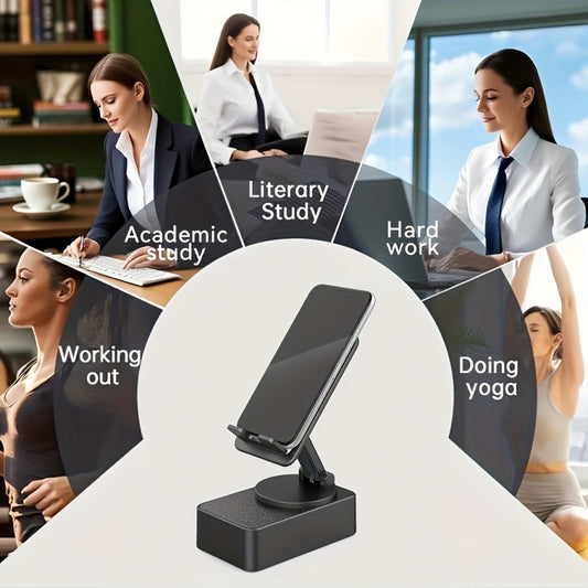 Portable 5-in-1 Wireless Speaker with Phone Holder, 1500mAh, Stereo Sound, Adjustable USB Desktop Stand