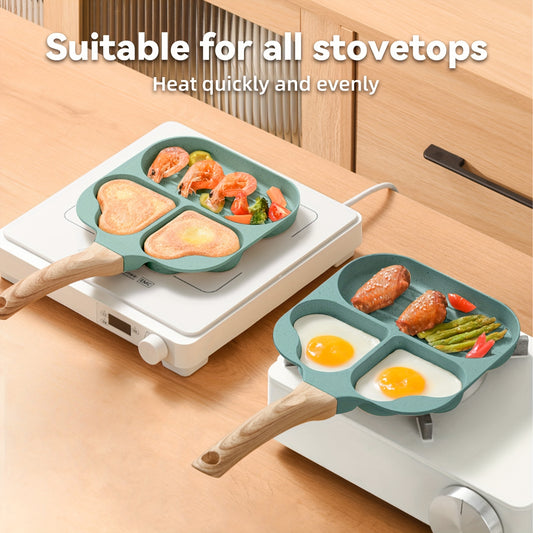 3-in-1 Divided Grill Pan Non-Stick Aluminum with Heat-Resistant Handle for Gas Stove