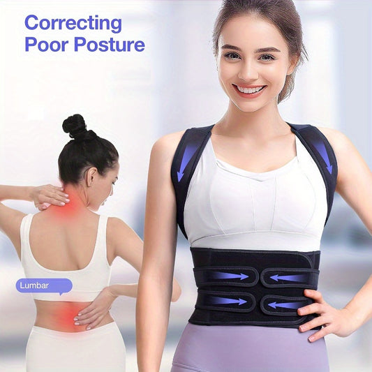 Full Back Support Posture Brace – Adjustable Shoulder, Lumbar & Waist Support for Men & Women
