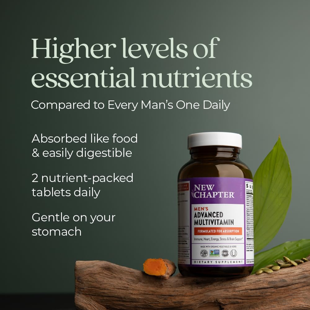 New Chapter Men's Advanced Multivitamin – Stress, Heart & Energy Support (72 ct)