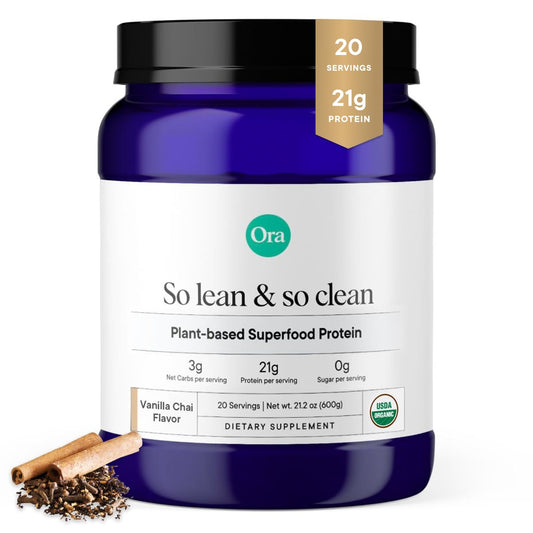 Ora Organic Vegan Protein – 21g Plant-Based Vanilla Chai (Keto & Dairy-Free)