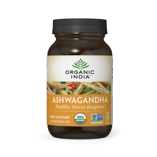 ORGANIC INDIA Ashwagandha Capsules – Stress, Energy & Sleep Support (90 ct)