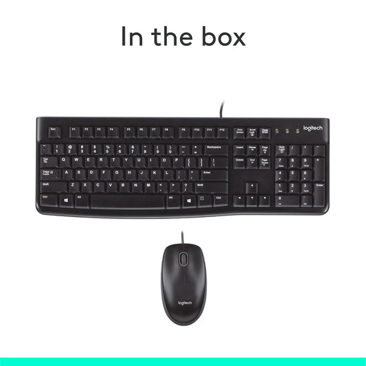 Logitech MK120 USB Wired Keyboard Mouse Combo for PC and Laptop