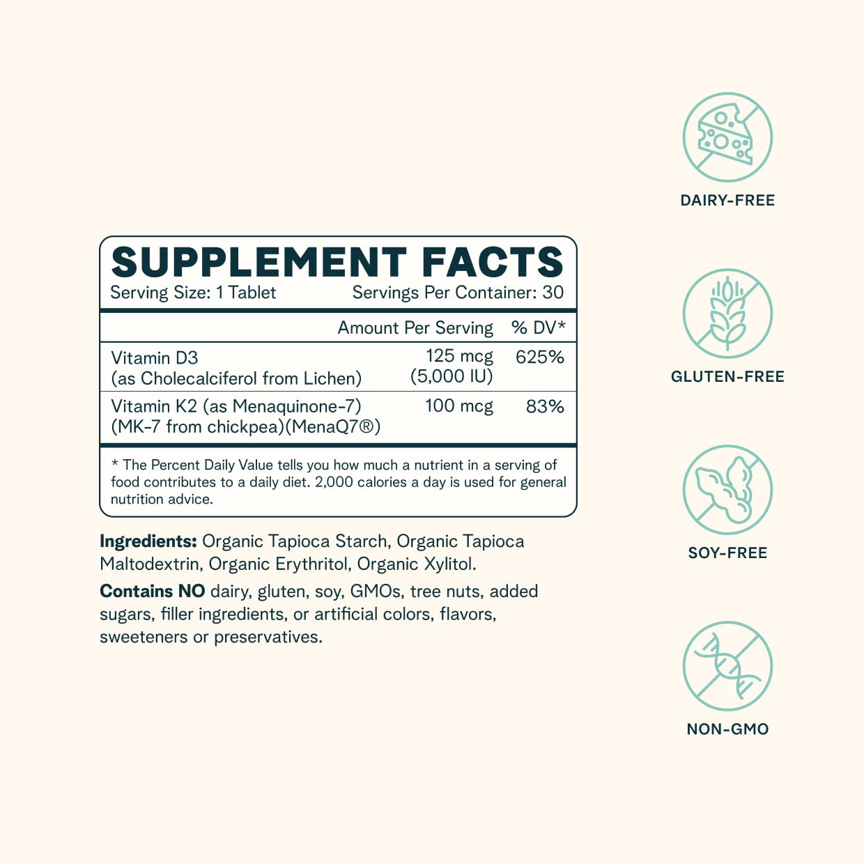 Ora Organic Vitamin D3 + K2 – Vegan Chewables for Bone & Immune Support (30 Tablets)