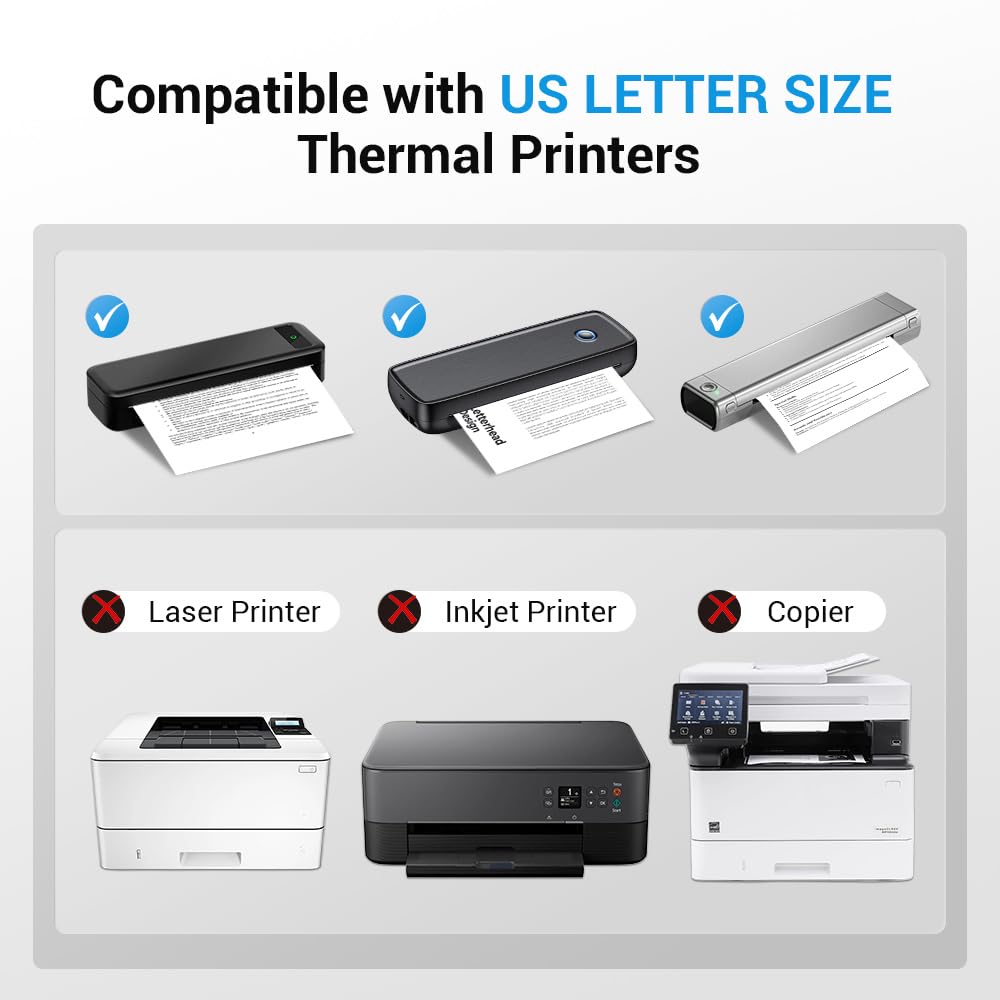 Thermal Printer Paper 8.5x11 for M08F-Letter M832 M834 MT800 – 200 Sheets