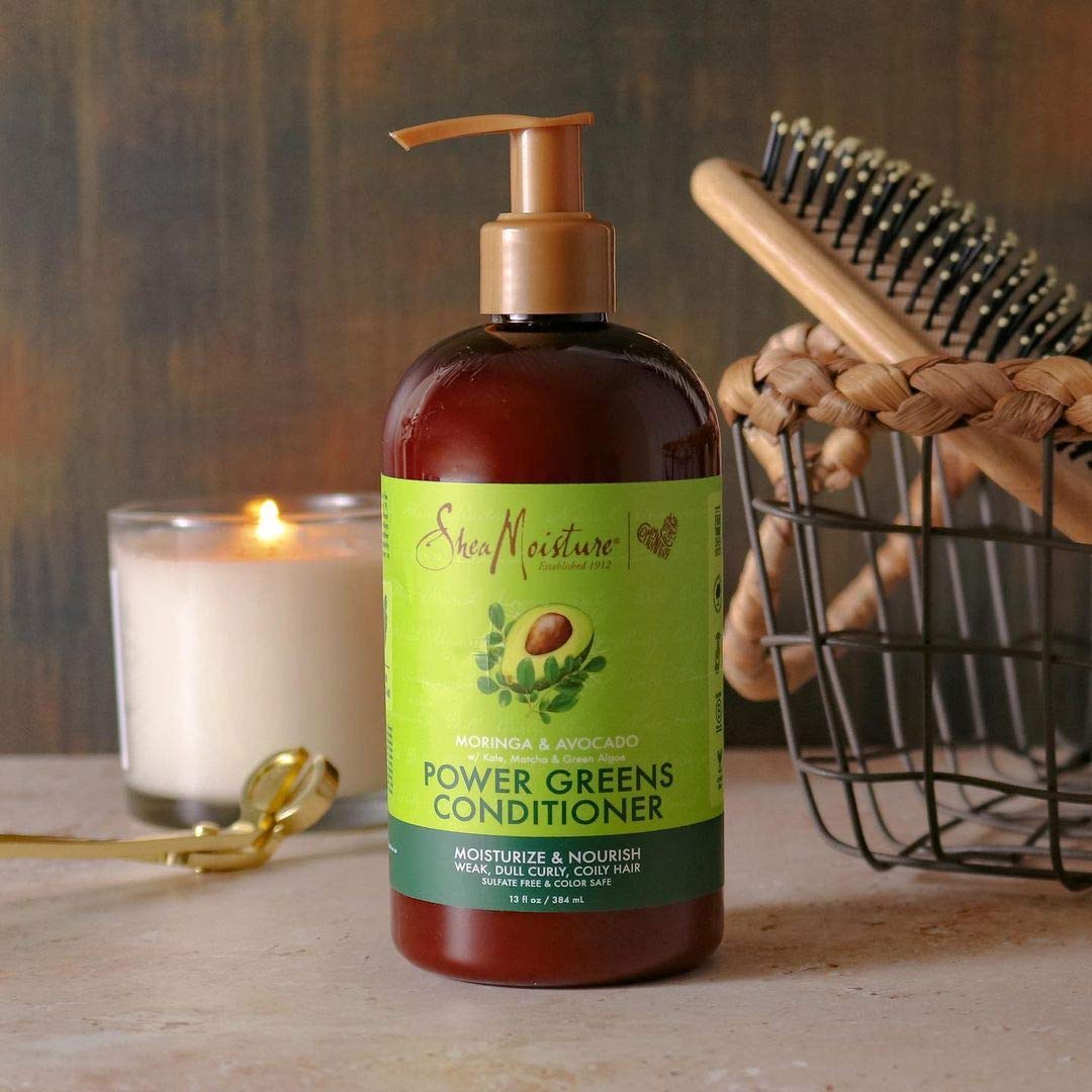 SheaMoisture Power Greens Shampoo & Conditioner for Curly Dry Hair, 13oz, 2pk