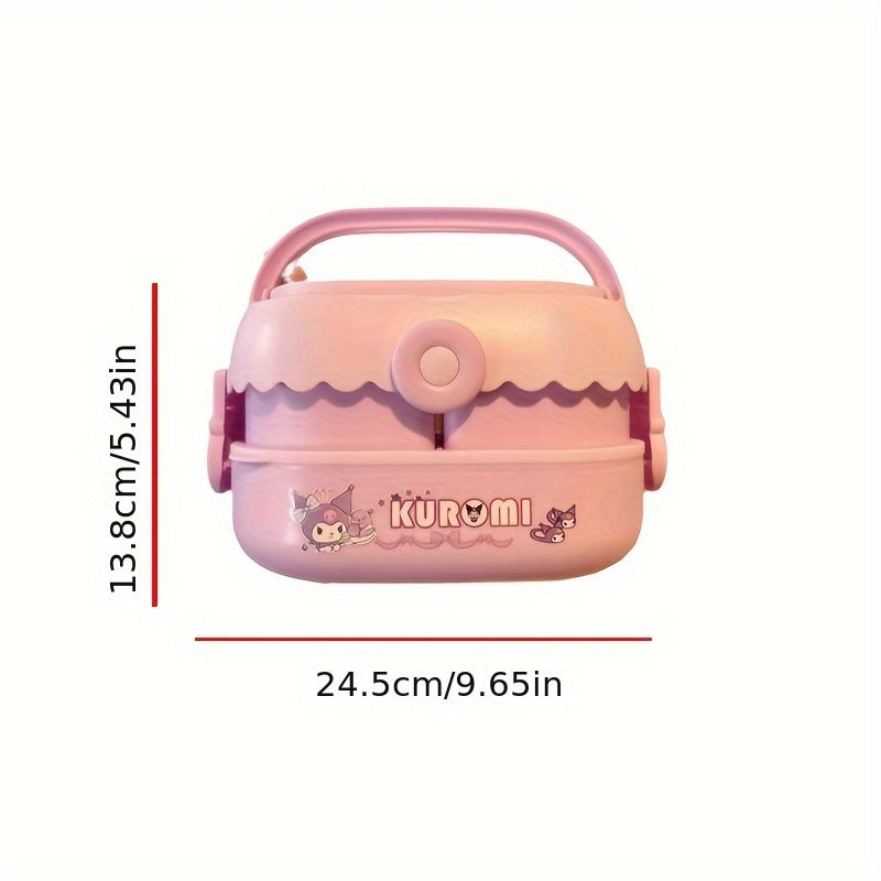 Sanrio Kuromi Bento Lunch Box with Cutlery – Large Capacity, Cute Anime 2-Tier, Portable for School, Office, Gift for Collectors