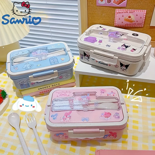Sanrio Kuromi My Melody Cinnamoroll Lunch Box – Microwave Safe Bento with Utensils