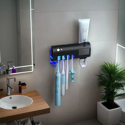 Toothpaste Dispenser & Toothbrush Holder, Wall-Mounted, Hygienic Auto Sensor
