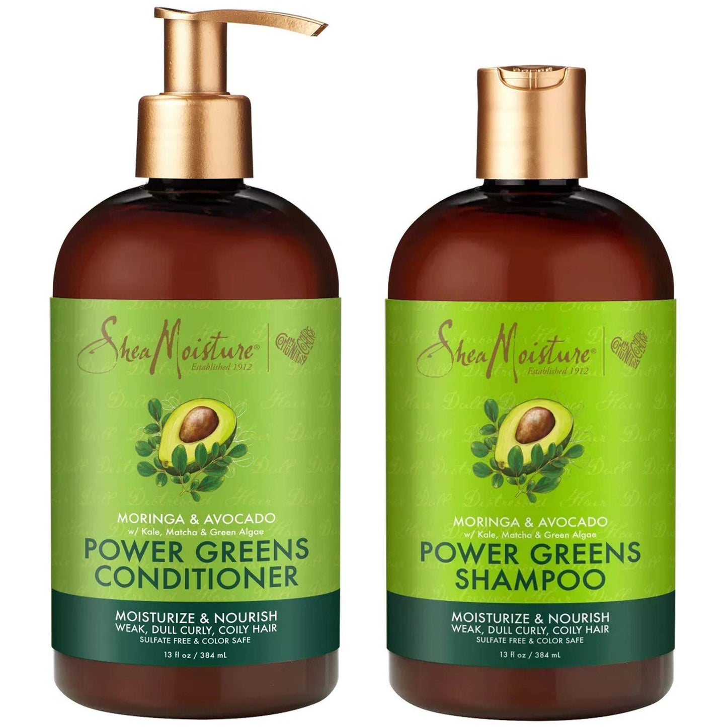 SheaMoisture Power Greens Shampoo & Conditioner for Curly Dry Hair, 13oz, 2pk