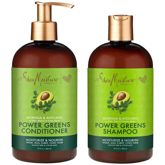 SheaMoisture Power Greens Shampoo & Conditioner for Curly Dry Hair, 13oz, 2pk