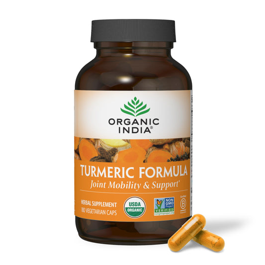 ORGANIC INDIA Joint & Immune Formula – Turmeric Curcumin + Black Pepper (180 ct)