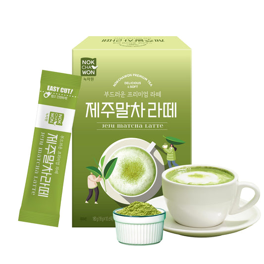 Nokchawon Jeju Matcha Latte Sticks – Creamy Sweet Green Tea with Jeju Matcha, 10 Count