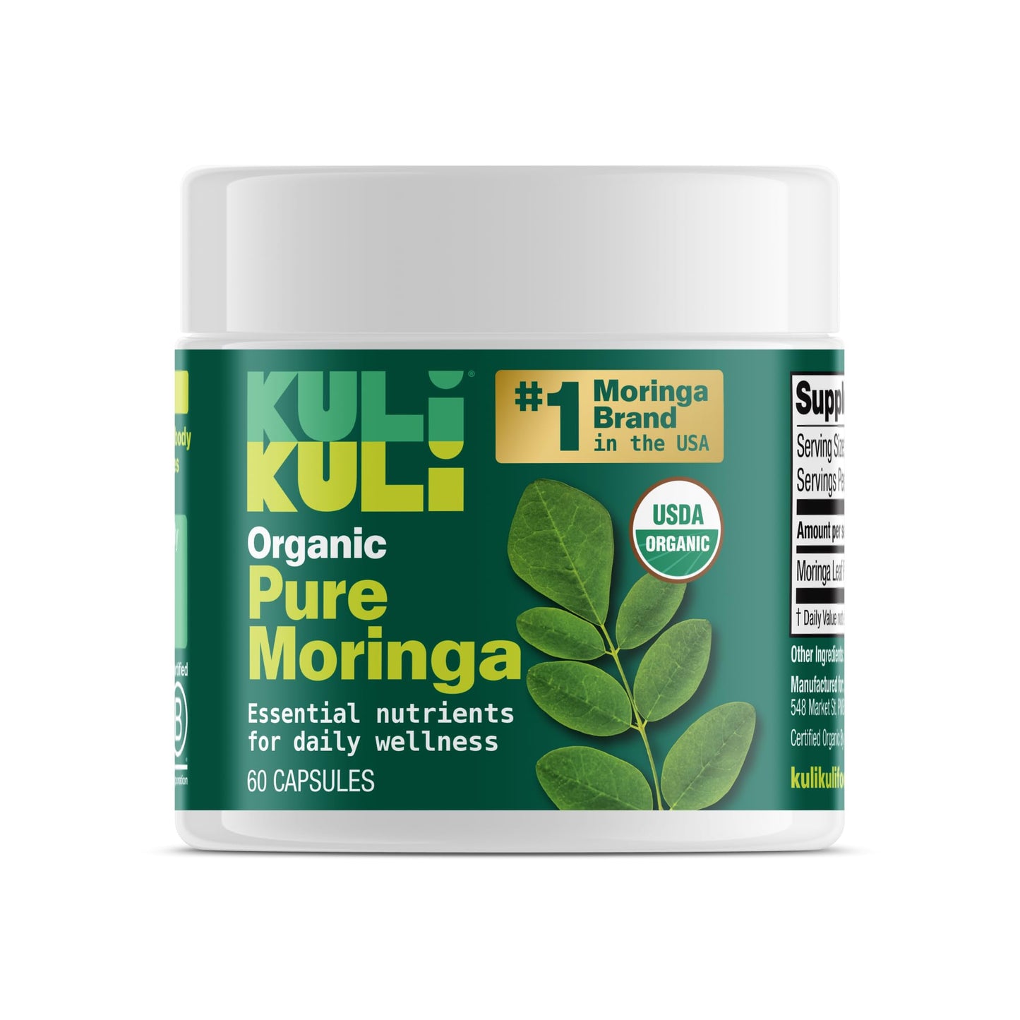 Kuli Kuli Organic Moringa – Superfood Capsules for Energy & Vitality (60 ct)