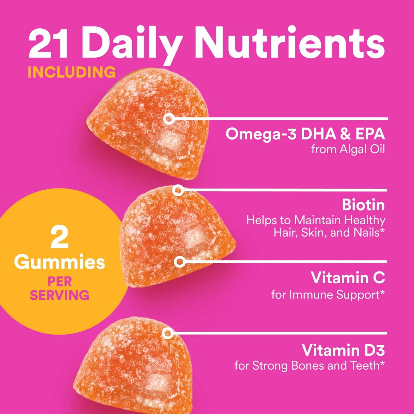 Teen Girl Daily Gummies – SmartyPants Multivitamin with Omega-3, A–K, and Biotin (60 ct)