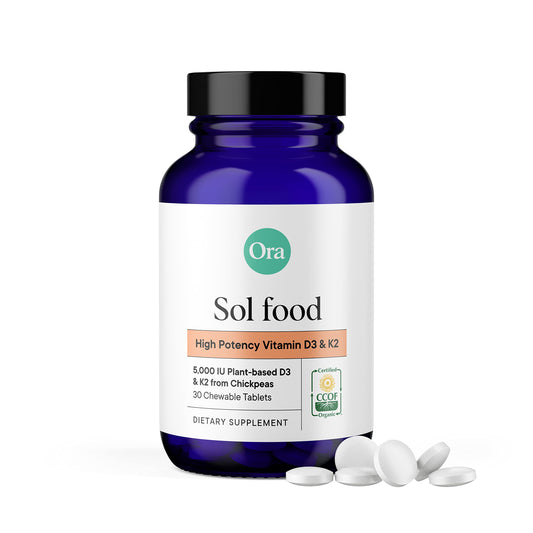 Ora Organic Vitamin D3 + K2 – Vegan Chewables for Bone & Immune Support (30 Tablets)