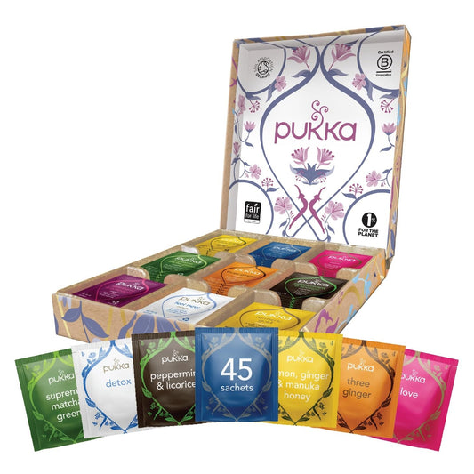 Pukka Herbal Tea Gift Box – 9 Flavors, 45 Organic Bags