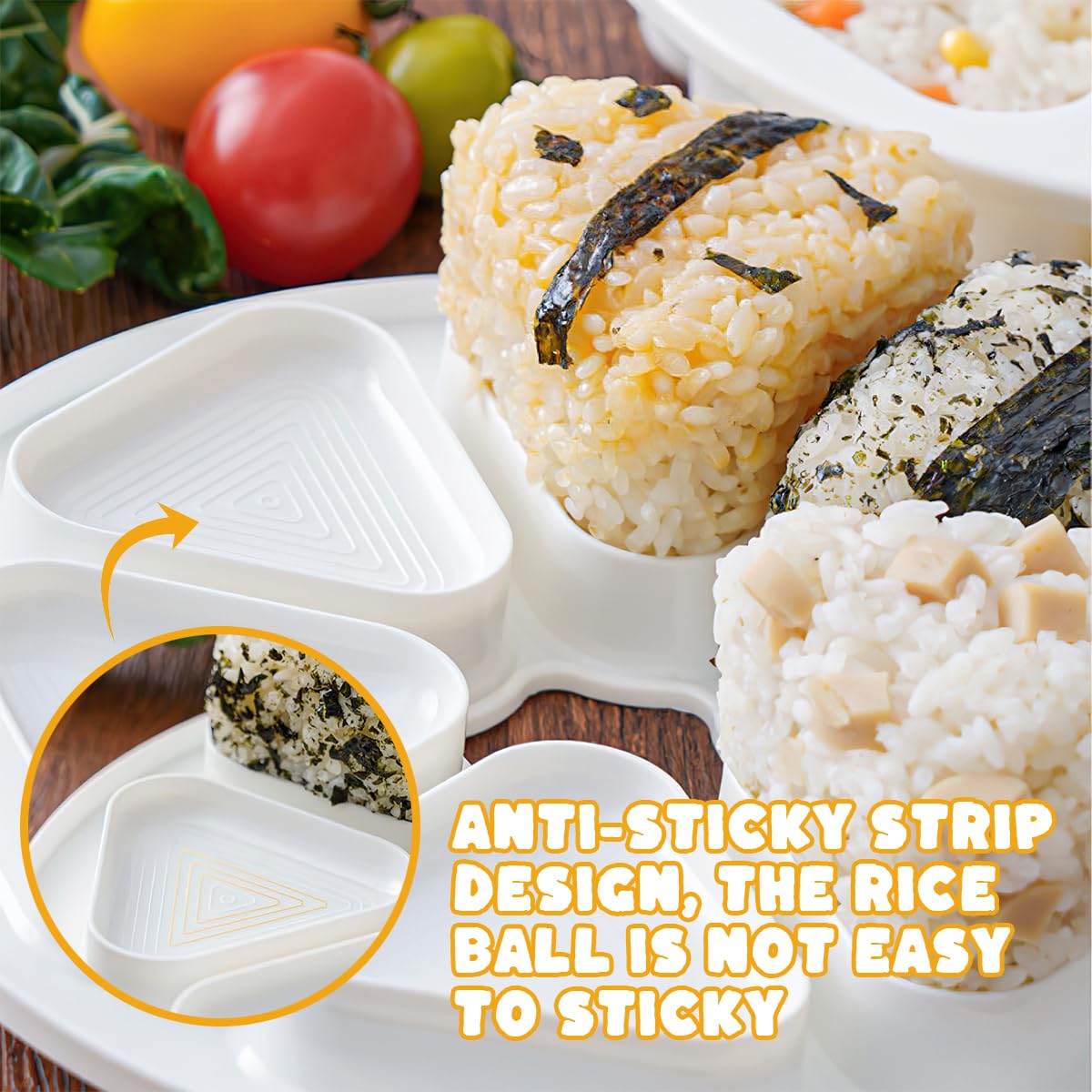 YLOIJO 6-in-1 Triangle Sushi Onigiri Mold, BPA-Free DIY Rice Mold